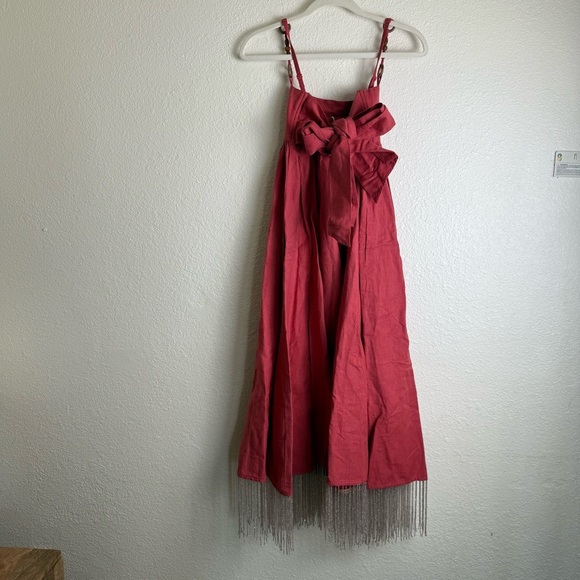 NEW EDDY gavin beaded fringe midi dress in rhubarb - Picture 8 of 11